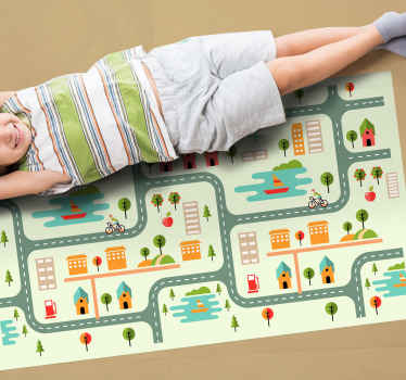 Tapis vinyle enfant routes à velo - TenStickers