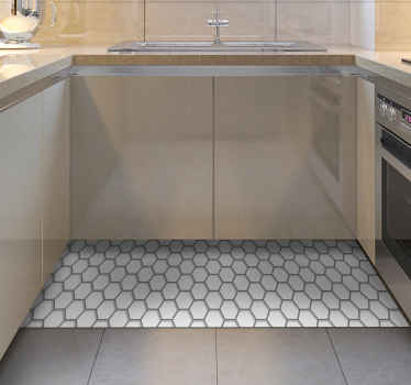 λευκά εξαγωνικά πλακάκια δαπέδου κουζίνας - TenStickers