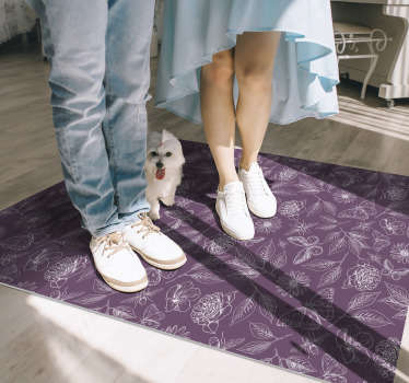 Floral symmetri vinyl teppe blomster og planter - Tenstickers