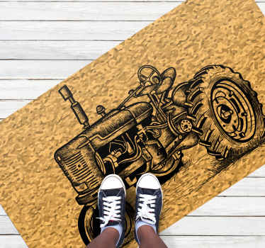 Vintage tractorillustratie vinyl tapijt antiek - TenStickers