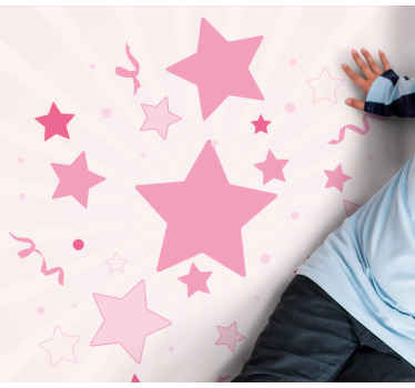 Alfombra vinílica estrellas motivo festivo rosa - TenVinilo