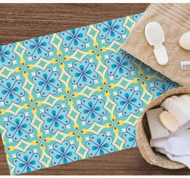 Alfombra hidráulica vinílica elementos florecientes - TenVinilo