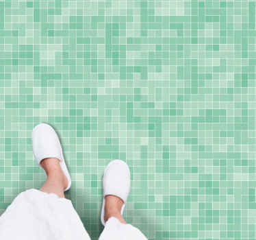 Alfombra vinílica hidráulica Baldosa cerámica cuadrada abstracta - TenVinilo