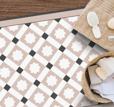 Tapis vinyle cuisine beige et gris foncé étoiles - TenStickers