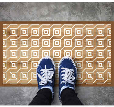 Tapis vinyle motif cubes blancs et texture bois - TenStickers