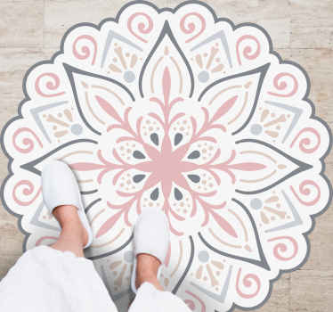 Tapis vinyle mandala élément floral gracieux - TenStickers