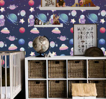 Papier peint chambre enfant aventure spatiale - TenStickers