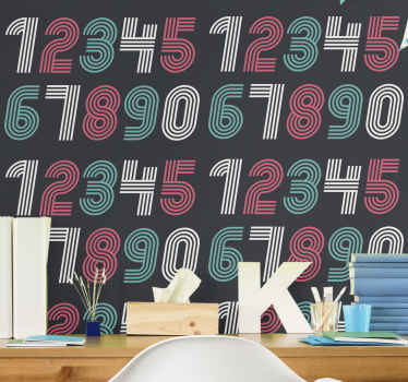 Number Pattern Design retro wallpaper - TenStickers