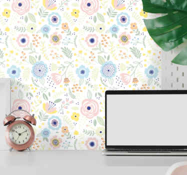 Floral Garden Pattern flowers wallpaper - TenStickers