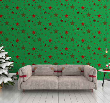 Festive Star Pattern holiday christmas wallpaper - TenStickers