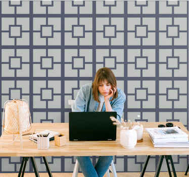 Tapete Büro quadratisches musterlayout - TenStickers