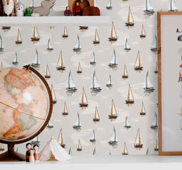 Sailing Boats Pattern city wallpaper - TenStickers