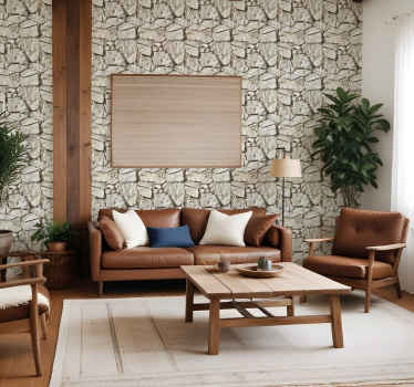 Carta da parati effetto pietra beige chiaro - TenStickers