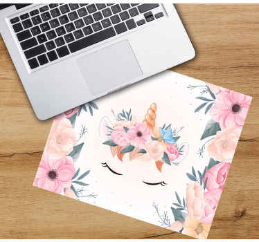 Pink unicorn with flowers anime mousepad - TenStickers