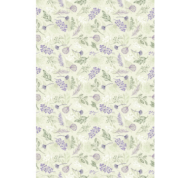 Lilla blomster på grønn bakgrunn rullegardin - Tenstickers