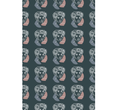 Abstrakte blomsteransikter rullegardin tegning - Tenstickers