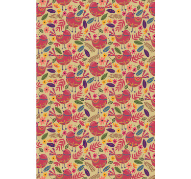 Colorful birds folk art pattern Flower blind - TenStickers