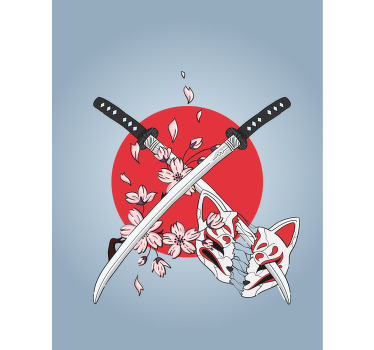 Estor original Espadas japonesas con flores - TenVinilo