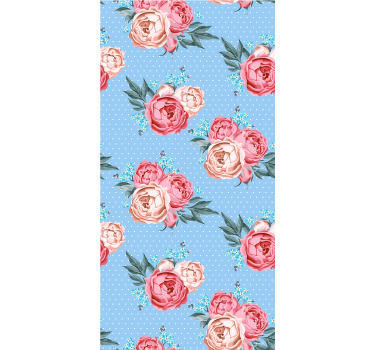 Store enrouleur motif fleur roses roses à floraison bleue - TenStickers