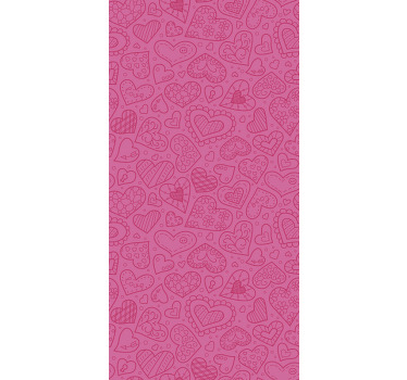 Toile fenêtre romantique motifs de coeurs roses - TenStickers