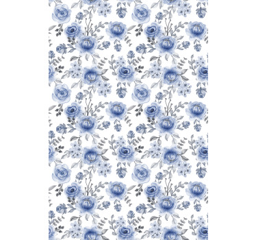 Blaues Muster Blume Rollo - TenStickers