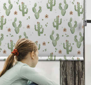 Floral pattern cactus roller blind - TenStickers
