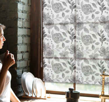 ELEGANT GRAY FLORALS floral roller blind - TenStickers
