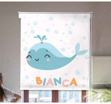 Happy whale with name Blind painting - TenStickers