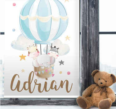 Estor enrollable infantil pastel globo con nombre - TenVinilo