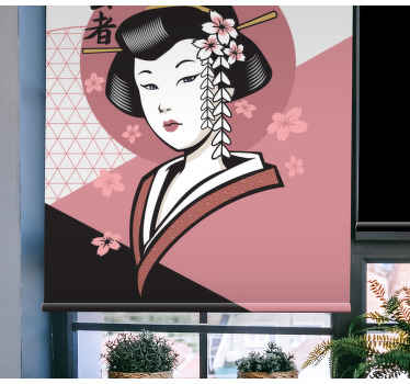 Cortina roller dibujos mujer japonesa elegante - TenVinilo