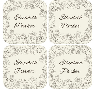 Vintage roses personalised coasters - TenStickers
