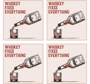 Whiskey fixes everything  vintage coaster - TenStickers