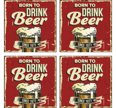 Personalized Born to drink beer coaster - TenStickers