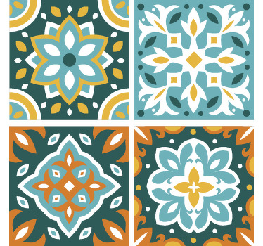 Kleurrijke ornament tegel onderzetter - TenStickers