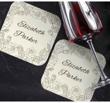 Vintage roses personalised coasters - TenStickers