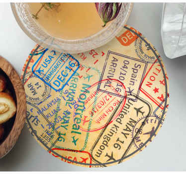 Sottobicchiere  personalizzato moderno Francobolli di viaggio - TenStickers