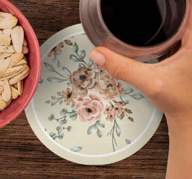 Bases para copos vintage padrão de elegância floral - TenStickers