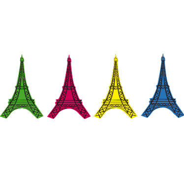 Sticker Paris 4 Tours Eiffel style pop art - TenStickers