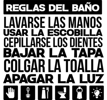 Vinilo normas del baño - TenVinilo