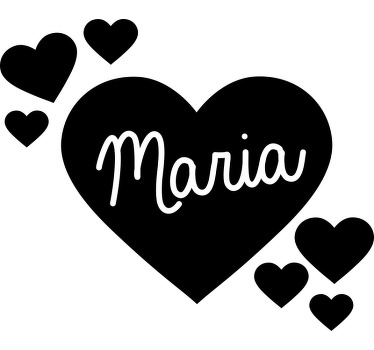 Naklejka na drzwi imię w sercach dla dziewcząt - TenStickers