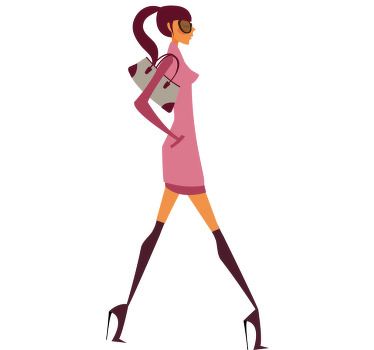 Vinilo decorativo chica fashion paseando - TenVinilo