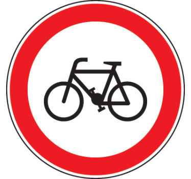 No Cycling Road Sign Sticker - TenStickers