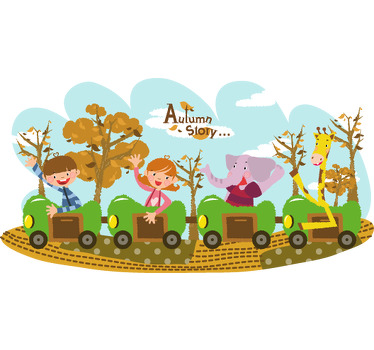 Vinilo infantil tren otoñal - TenVinilo