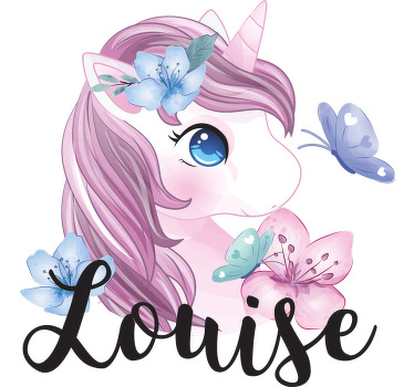 Stickers maken Grote oog eenhoorn met vlinder - TenStickers