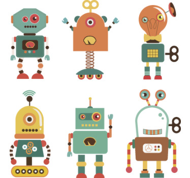 Fun Robots Kids Sticker - TenStickers