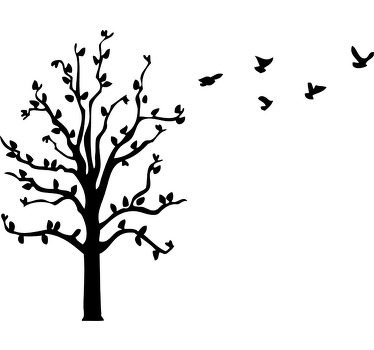 Träd och flygande fåglar macbook klistermärke - Tenstickers