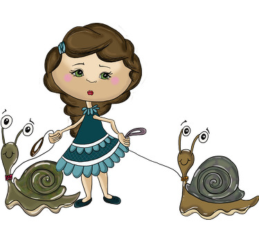 儿童蜗牛女孩墙贴 - TenStickers