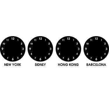 Vinil relógio Relógio de países e cidades - TenStickers