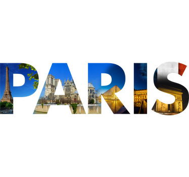 Sticker texte Paris photo - TenStickers