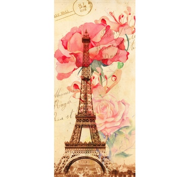Sticker Paris fleuri style vintage - TenStickers